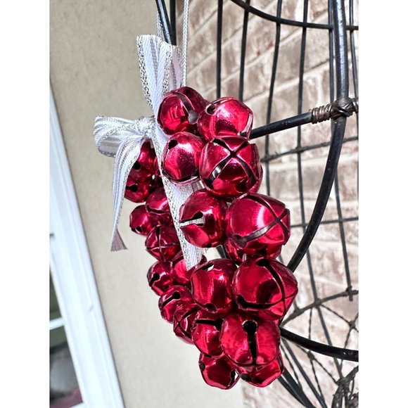 Vintage 90's Jingle Bells Ornament Red Christmas Hand Painted Metal New … - Picture 8 of 12